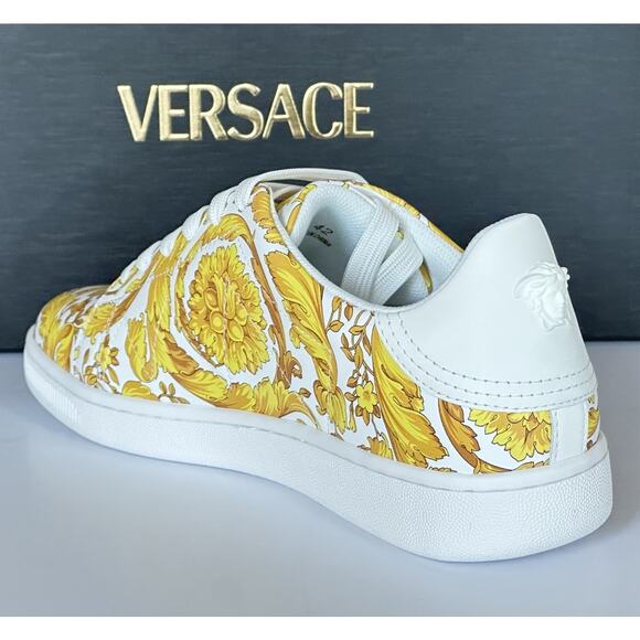Versace Baroco Men\'s White/Gold Leather Sneakers 13 US (46 Euro) 1016936 NIB main image 12